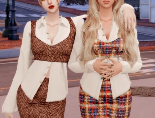 Blouse & Tweed Bustier Set at RIMINGs