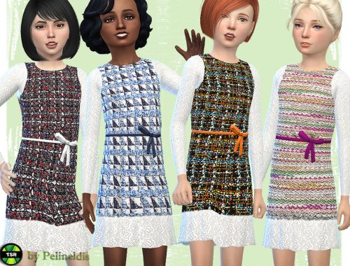 Boucle Tunic Dress with Lace