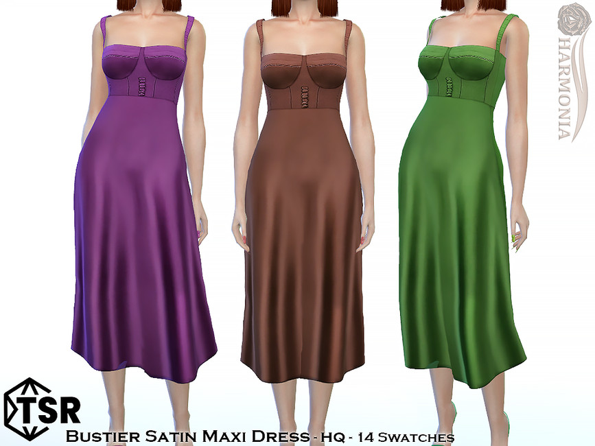 Bustier Satin Maxi Dress