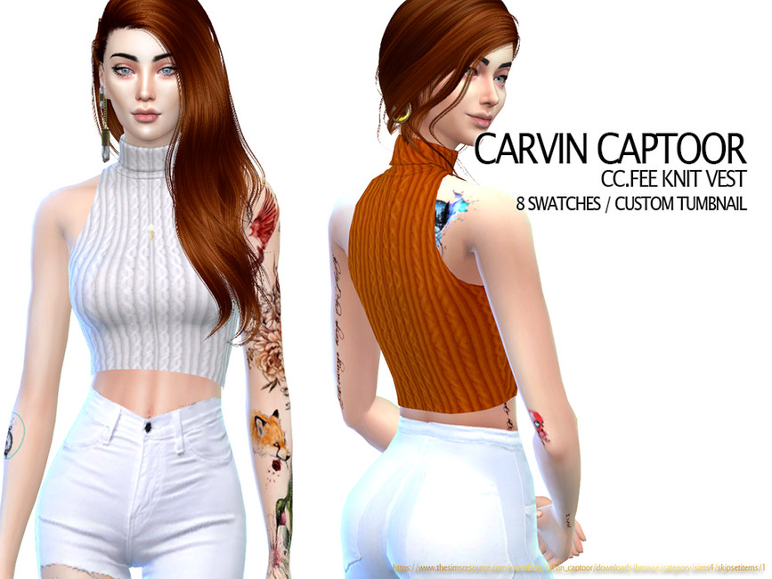 CC.Fee knit vest - The Sims 4 Catalog