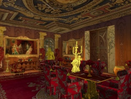 Ceilings, Walls, Gothic Marble Frame, Deer Statue at Anna Quinn Stories