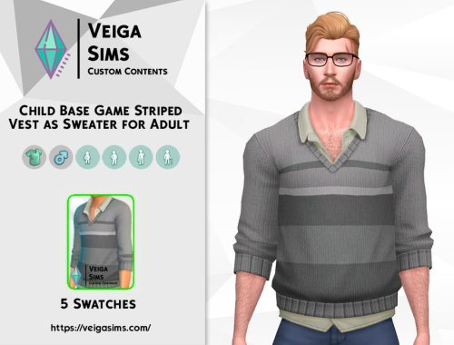Child Base Game Striped Vest as Sweater for Adult