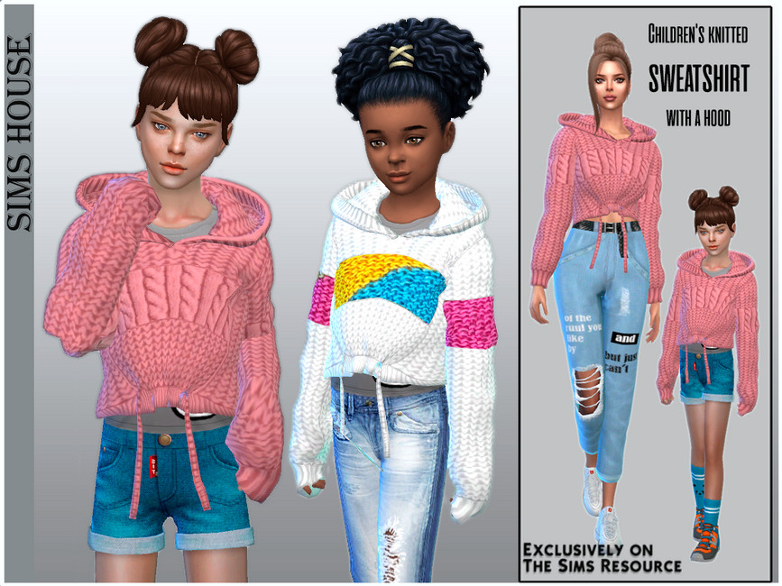 Children's knitted sweatshirt with a hood