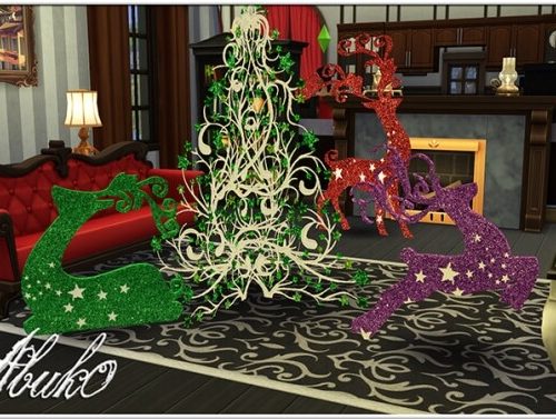 Christmas Deers & Trees at Abuk0 Sims4