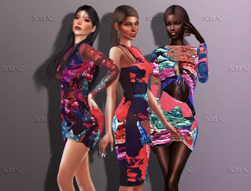 Collage Print Mini Dress DO223