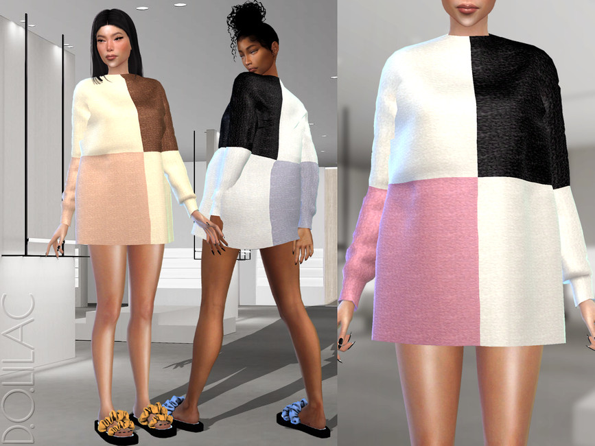 Colourblock Mini Sweater Dress DO353