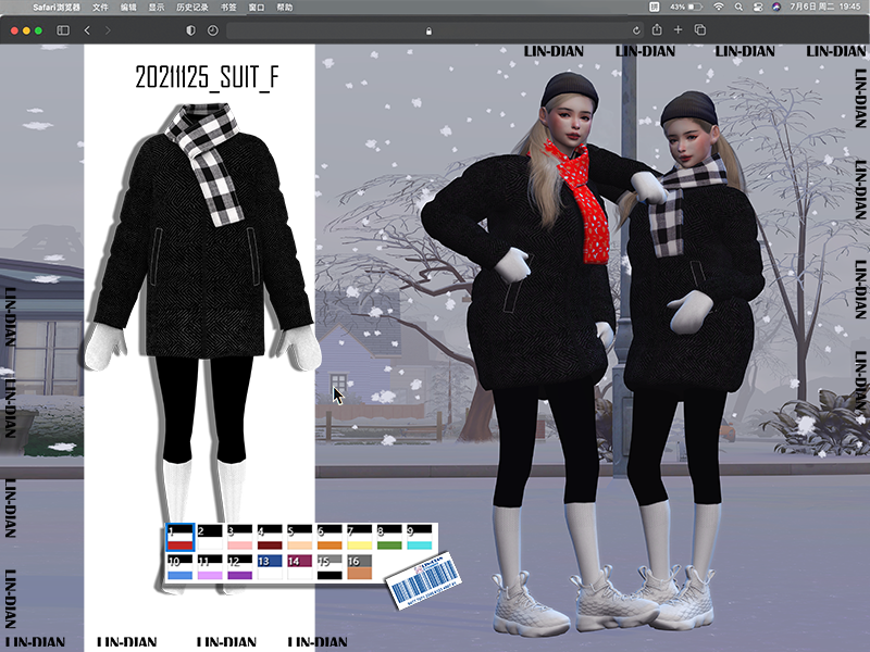 Cotton jacket scarf and gloves
