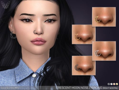 Crescent Moon Nose Piercing Set (left and right nostril)