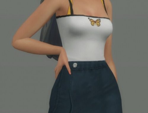CROISSANT wrapped jeans mini skirt at Candy Sims 4
