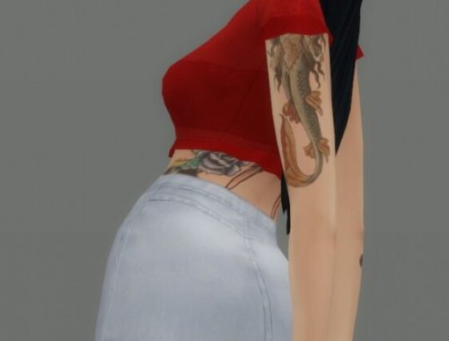 CROISSANT wrapped jeans mini skirt at Candy Sims 4