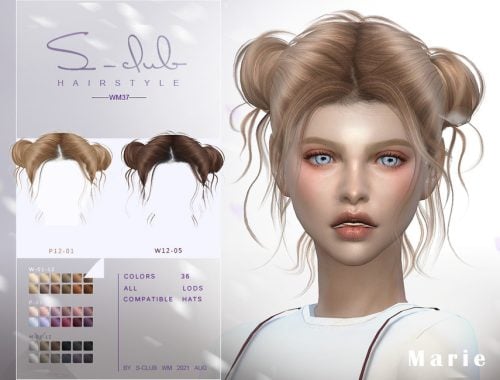 Cute double buns short hairstyle for girls MARIE by S-Club