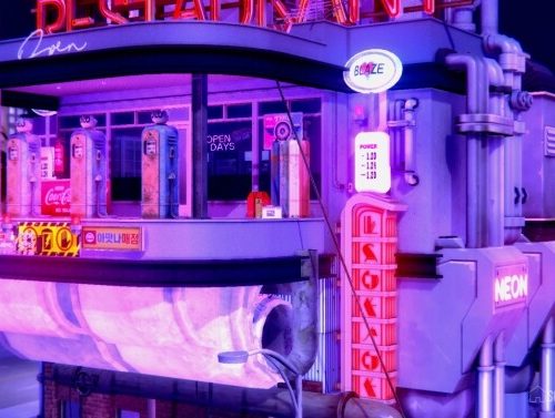 Cyberpunk 2020 Stratosphere Gas Station at SoulSisterSims