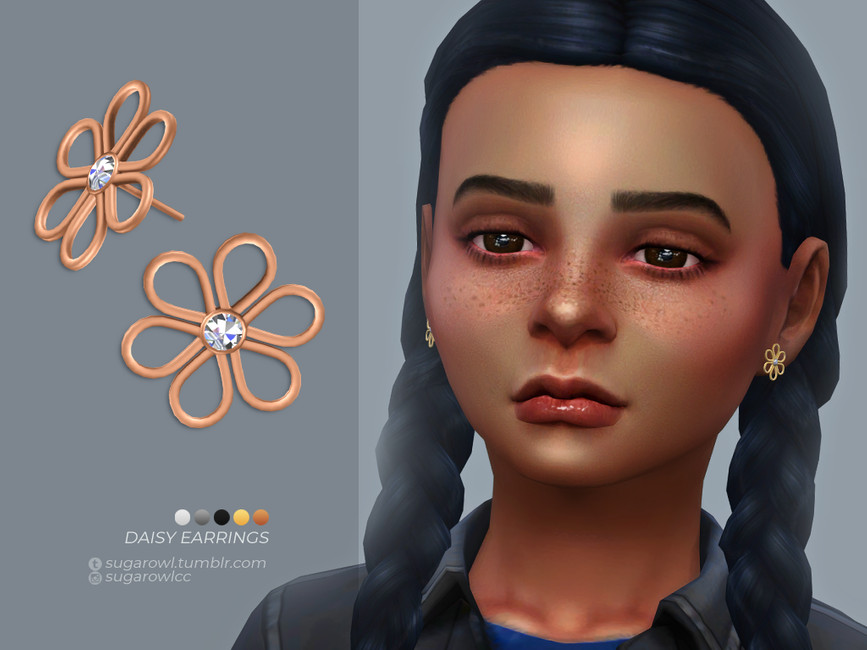Daisy earrings | Kids version - The Sims 4 Catalog