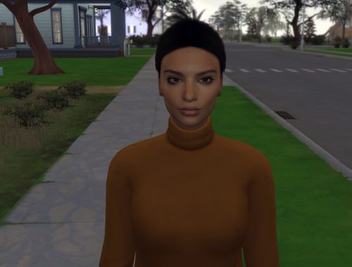 Emily Ratajkowski in Sims 4 (facemask + TRAY)