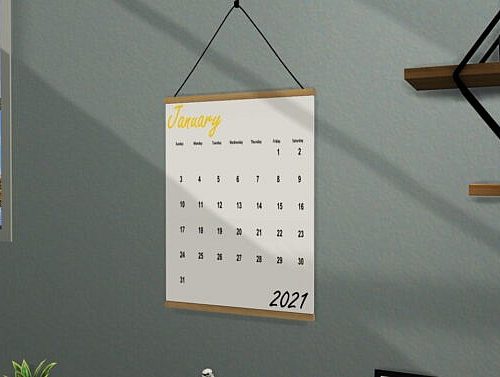 Desk and 2021 Wall Calendar