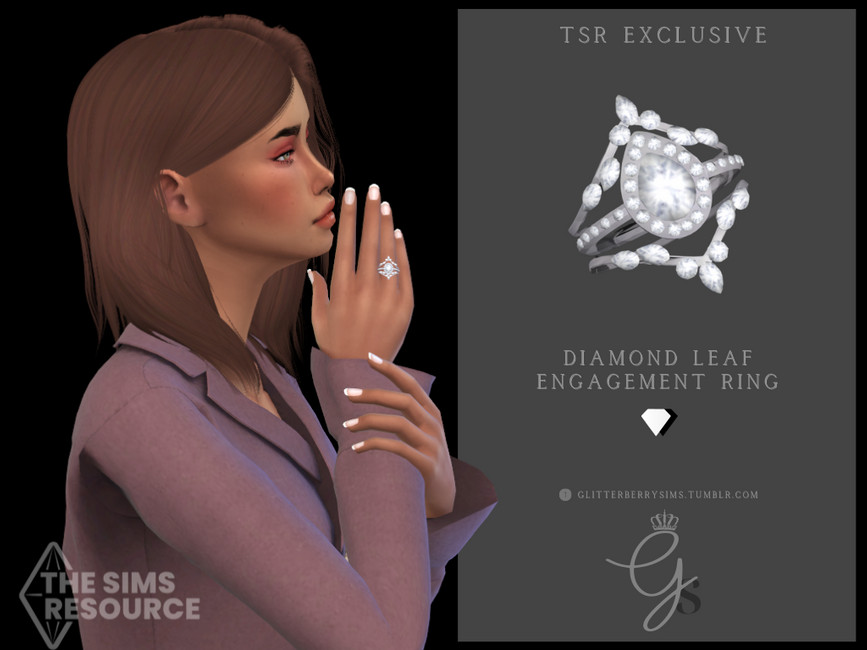 Diamond Leaf Engagement Ring - The Sims 4 Catalog