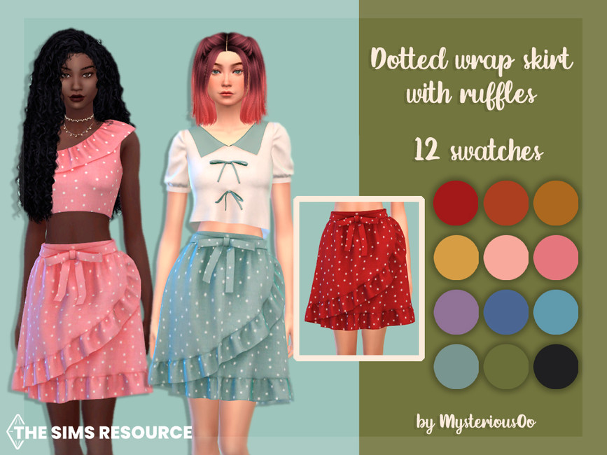 Dotted wrap skirt with ruffles - The Sims 4 Catalog