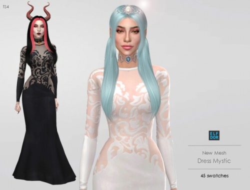Dress Mystic 2 versions at Elfdor Sims