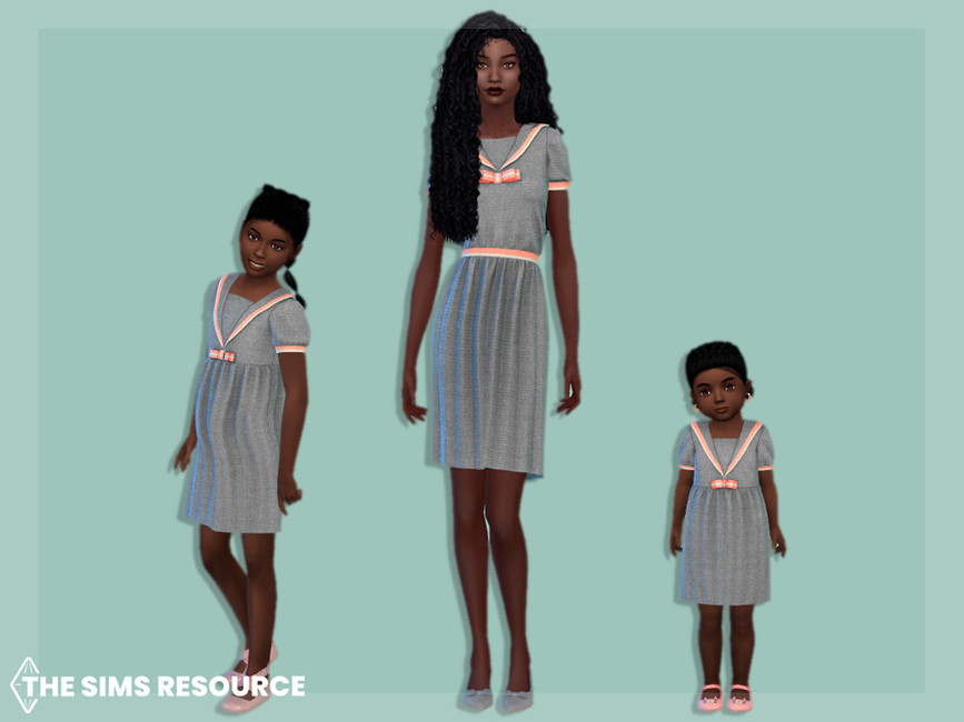 Dress with pleats and stripes Child - The Sims 4 Catalog