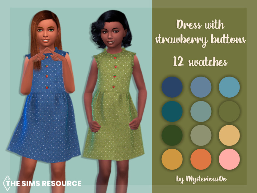 Dress with strawberry buttons - The Sims 4 Catalog