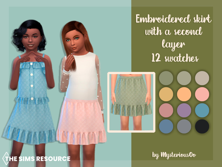 Embroidered skirt with a second layer - The Sims 4 Catalog