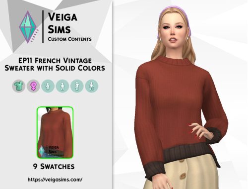 EP11 French Vintage Sweater with Solid Colors