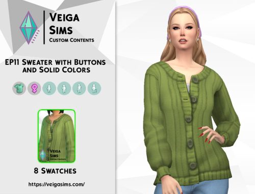EP11 Sweater with Buttons and Solid Colors