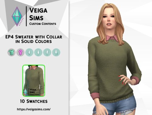 EP4 Sweater with Collar in Solid Colors