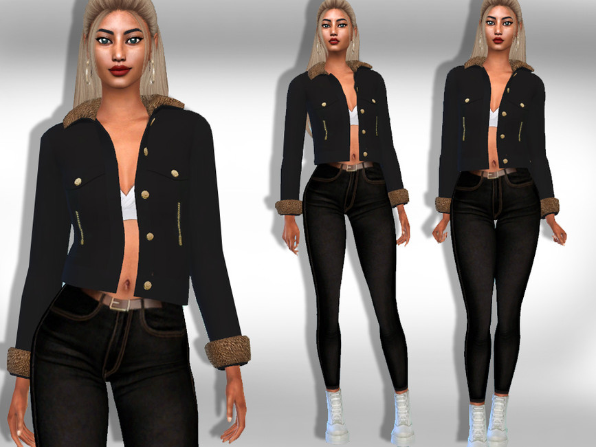 Female Black Mesh Jacket - The Sims 4 Catalog