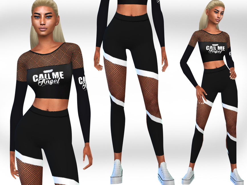 Fishnet Detail Athletic and Casual Outfit - The Sims 4 Catalog