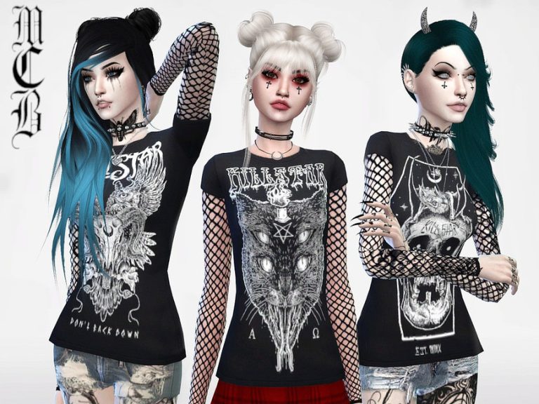 Fishnet Killstar T-Shirts - The Sims 4 Catalog