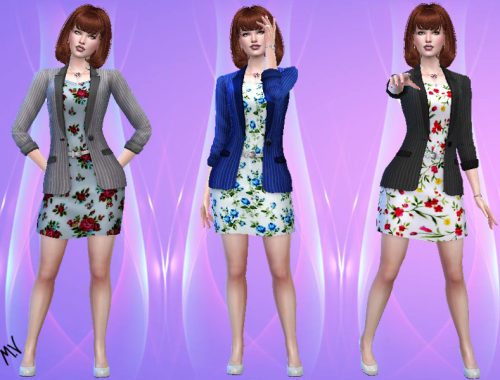 Flowery dress with pantsuit