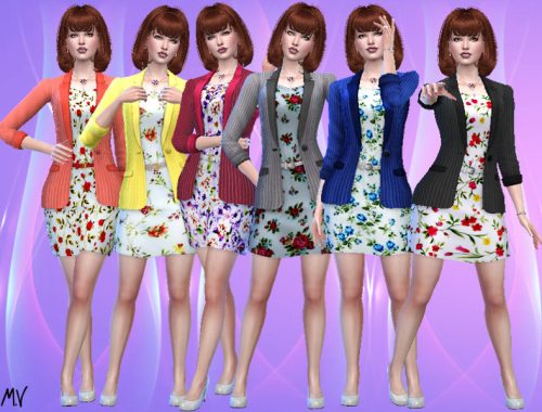 Flowery dress with pantsuit