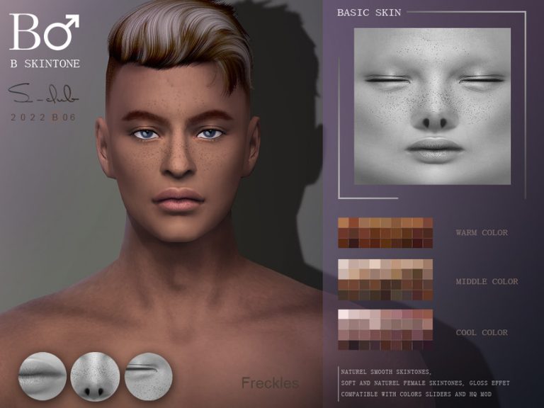 Freckle male overlay skintones by S-CLUB - The Sims 4 Catalog