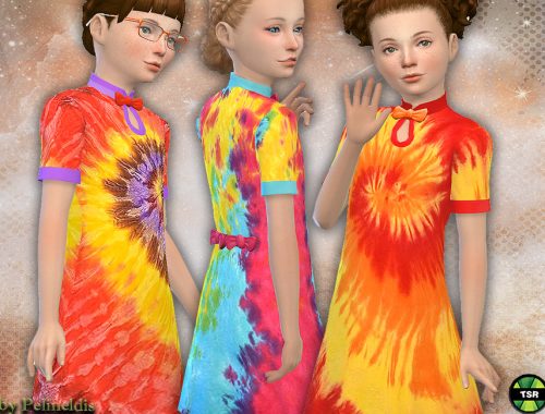 Girls Colorful Tie-Dye Dress
