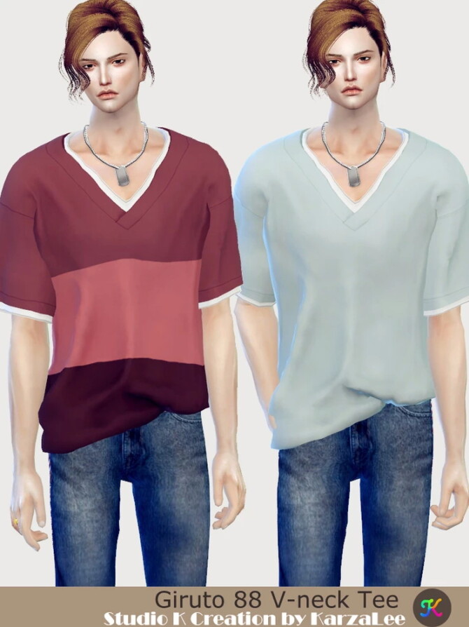 Giruto 88 V-neck tee - The Sims 4 Catalog