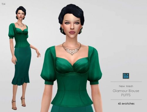 Glamour Blouse Puffs Sleeves at Elfdor Sims