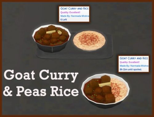 GOAT CURRY WITH RICE AND PEAS at Icemunmun