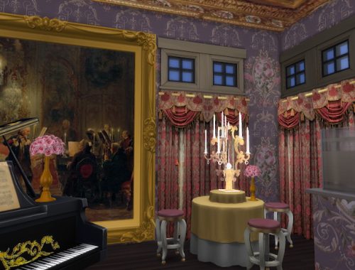 Golden Glowing Candelabra, Table & Throne at Anna Quinn Stories