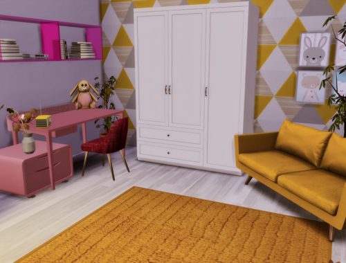 Gracja Pink and Yellow kid room | Only TSR CC