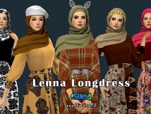 Hijab Model 078 & Hair 007 & Lenna Long dress at Aan Hamdan Simmer93