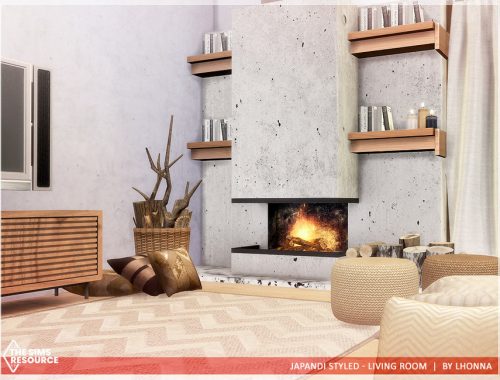 Japandi Styled - Living Room /TSR CC only/
