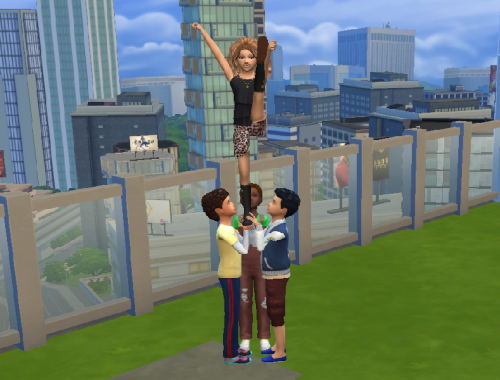 Kids low cheer stunts