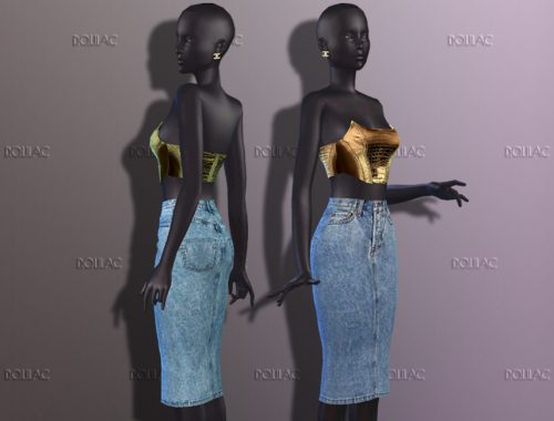 Knee Length Tight Denim Skirt [SET] DO211