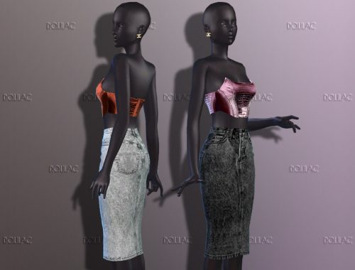 Knee Length Tight Denim Skirt [SET] DO211