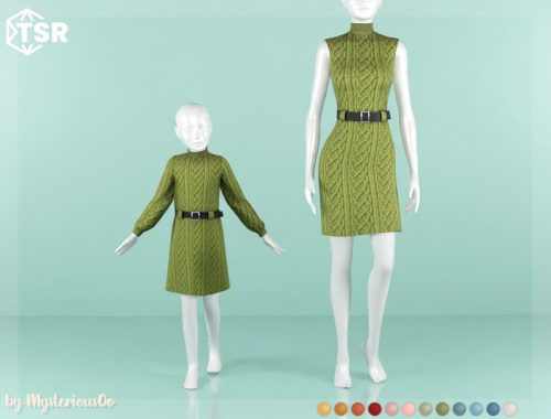 Knitted dress with black belt Adult