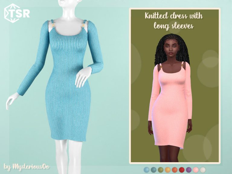 Knitted dress with long sleeves - The Sims 4 Catalog