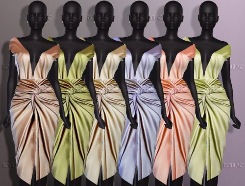 Knotted Satin Midi Dress DO303