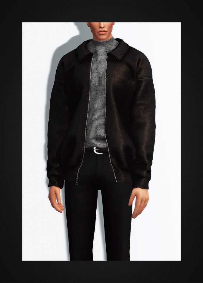 Leather Jacket & Turtleneck at Gorilla - The Sims 4 Catalog