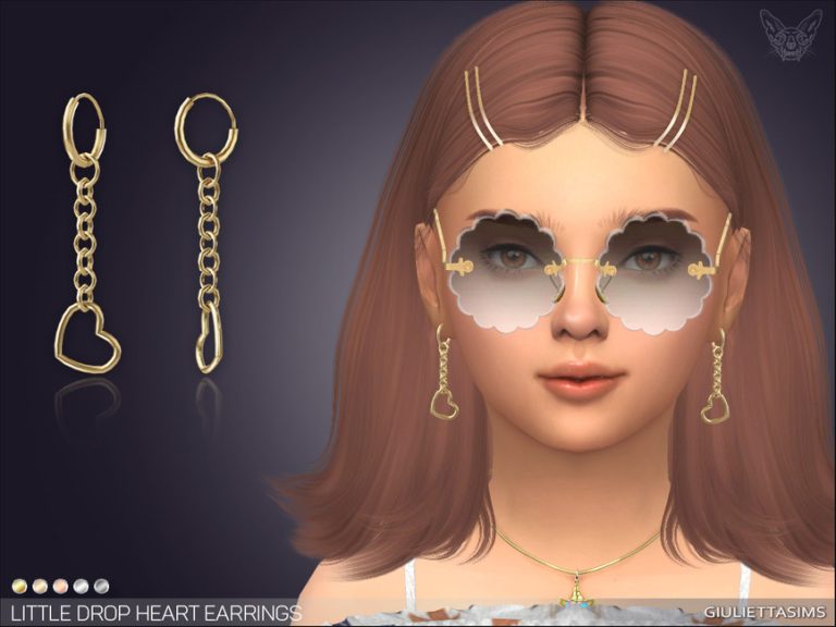 Little Heart Drop Earrings For Kids The Sims 4 Catalog